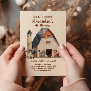 Farm Barnyard Animals Birthday Inbjudningar