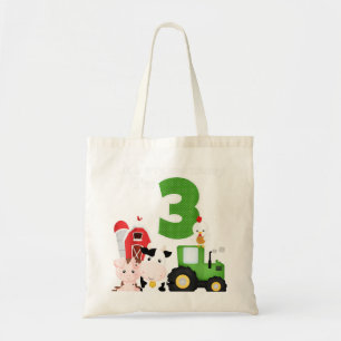 Farm Barnyard Animals Traktor 3:e födelsedagen 3 Tygkasse