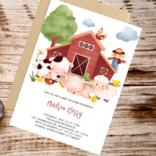 Farm Barnyard Baby Shower Inbjudningar
