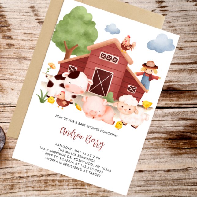 Farm Barnyard Baby Shower Inbjudningar (Skapare uppladdad)