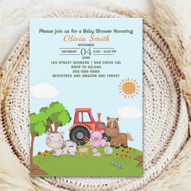 Farm Barnyard Baby Shower Inbjudningar (Skapare uppladdad)