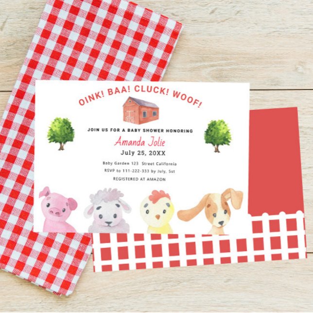 Farm Barnyard Baby Shower Inbjudningar (Skapare uppladdad)