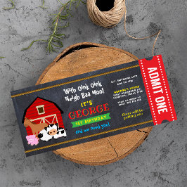 Farm Barnyard Entrance Biljett Pass Birthday Inbjudningar