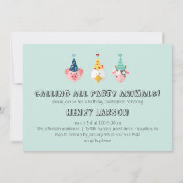 Farm Barnyard Party Animal Barns födelsedag Inbjudningar