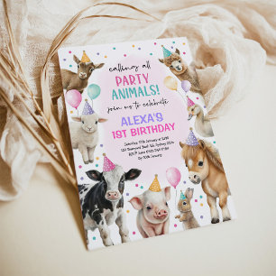 Farm Barnyard Party Animals Birthday Inbjudningar