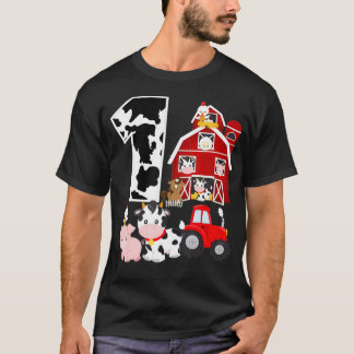 Farm Barnyard Theme Gris Cow Horse 1a Birthday 1 T Shirt