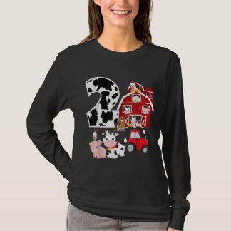 Farm Barnyard Theme Gris Cow Horse 2:a födelsedage T Shirt