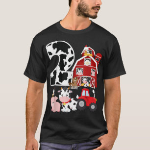 Farm Barnyard Theme Gris Cow Horse 2:a födelsedage T Shirt