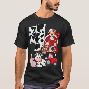 Farm Barnyard Theme Gris Cow Horse 4e födelsedagen T Shirt