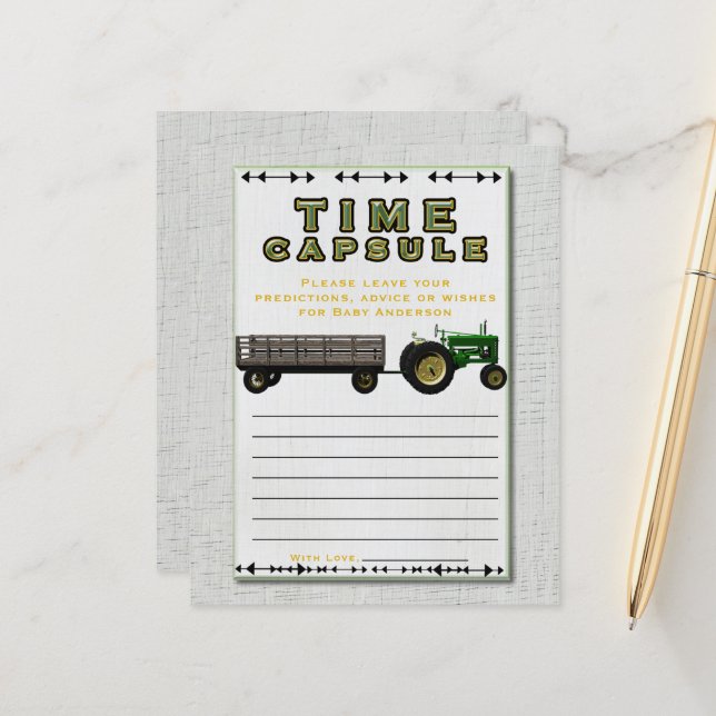 Farm Barnyard Tractor Time Capsule Baby Shower (Fram/Back In Situ)