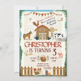 Farm Birthday Barnyard Inbjudningar