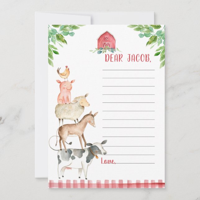 Farm Birthday Boy Barnyard Time Capsule Card Kort (Framsida)