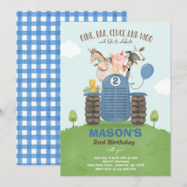 Farm Birthday Boy Old MacDonald Barnyard Party Inbjudningar