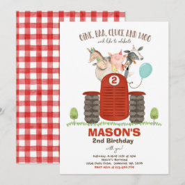 Farm Birthday Boy Old MacDonald Barnyard Party Inbjudningar
