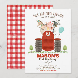 Farm Birthday Boy Old MacDonald Barnyard Party Inbjudningar