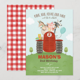 Farm Birthday Boy Old MacDonald Barnyard Party Inbjudningar