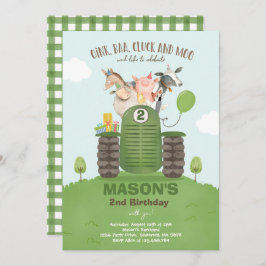 Farm Birthday Boy Old MacDonald Barnyard Party Inbjudningar