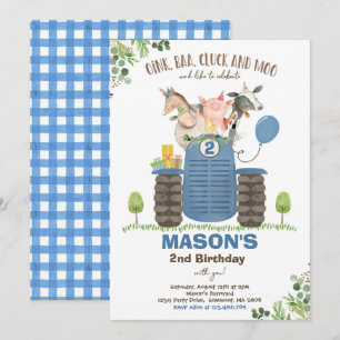 Farm Birthday Boy Old MacDonald Barnyard Party Inbjudningar