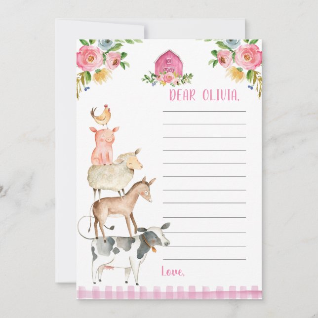 Farm Birthday Girl Barnyard Time Capsule Card Kort (Framsida)