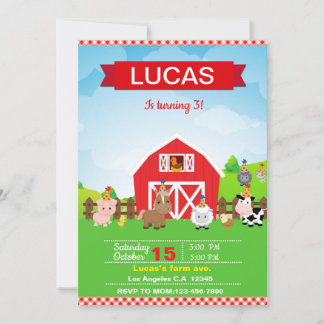 Farm birthday invitation for boy spara datumet