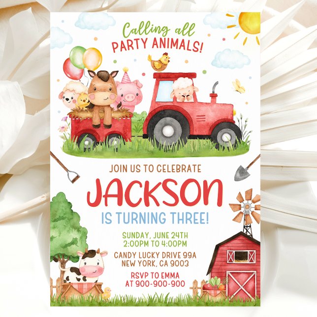 Farm Birthday Invitation, Red Barnyard Inbjudningar (Skapare uppladdad)