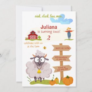 Farm Birthday invitation template Bernard invite Inbjudningar