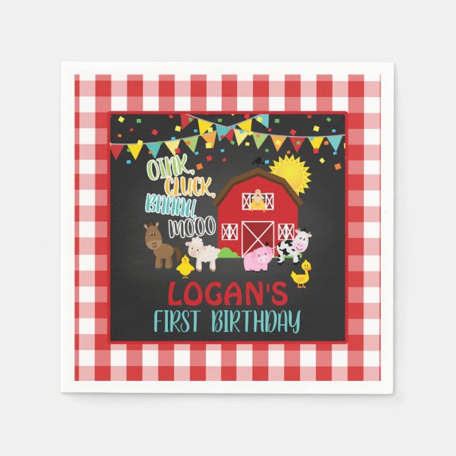 Farm Birthday Napkin Pappersservett (Framsidan)