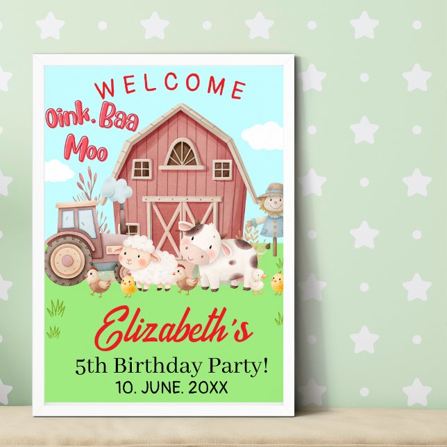 Farm Birthday Party – Barnyard Animal Wall Decor Poster (Skapare uppladdad)