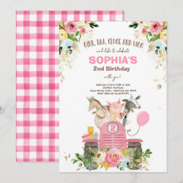 Farm Birthday Rosa Old MacDonald Barnyard Party Inbjudningar