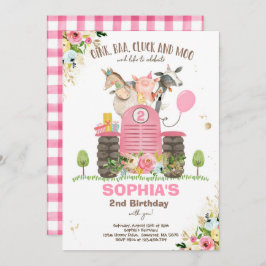 Farm Birthday Rosa Old MacDonald Barnyard Party Inbjudningar