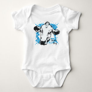 Farm Boy Blue Cow Baby Bodykostym T Shirt