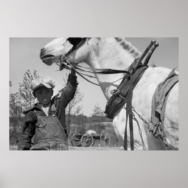 Farm Boy med Plow Horse, 1930-talet Poster (Framsidan)