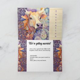 Farm bröllop event Colorful Cow lila Inbjudan