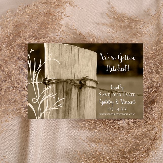 Farm Bröllop spara datum i Land efter stängslet Spara Datumet (Skapare uppladdad)