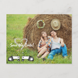 Farm Bröllop spara datum vykort: Fullt Photo Meddelande Vykort