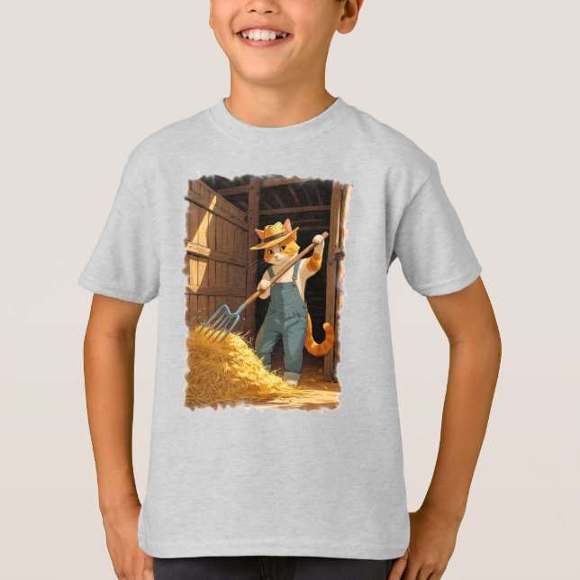 Farm Cat i ladan med hö! T Shirt (Framsida)