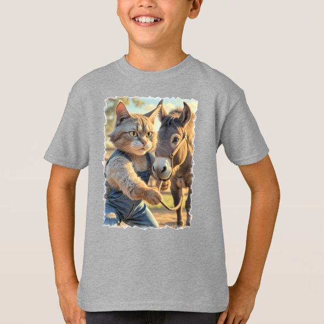 Farm Cat med åsna! T Shirt (Framsida)