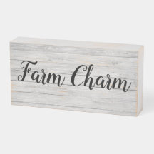 Farm Charm Quote Rustic Wooden Box Sign