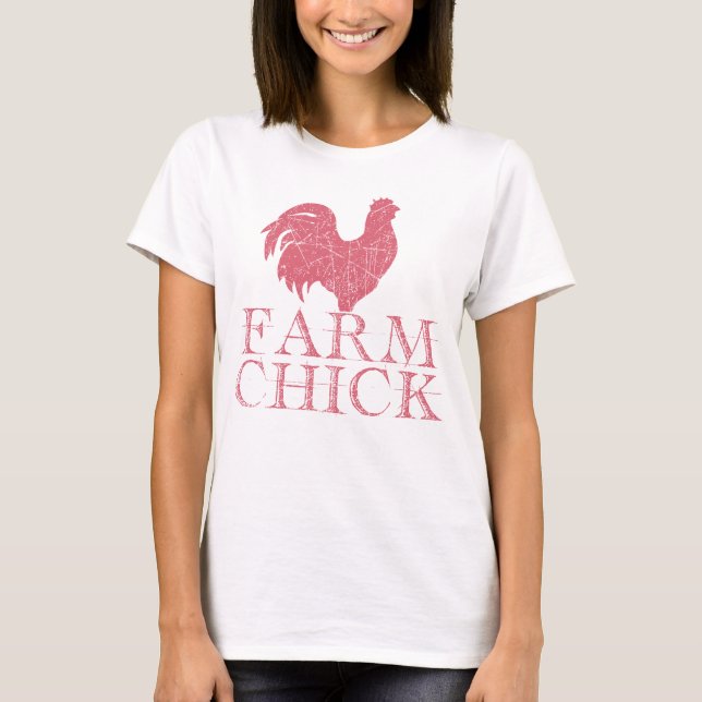 Farm Chick Women's Tee - Cute Land Girl Shirt (Framsida)