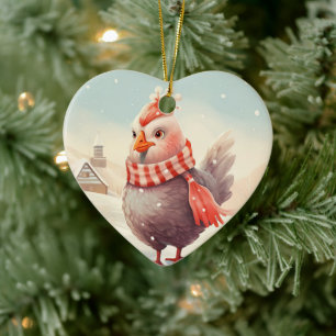 Farm Chicken Animal, Kawaii Cute Djurälskare Gift Julgransprydnad Keramik