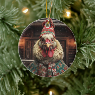 Farm Chicken Animal, Kawaii Cute Djurälskare Gift Julgransprydnad Keramik