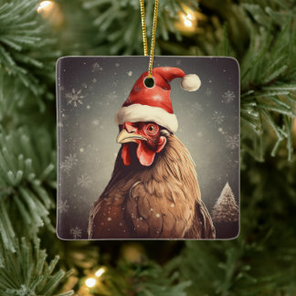 Farm Chicken Animal, Kawaii Cute Djurälskare Gift Julgransprydnad Keramik