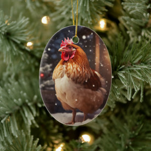 Farm Chicken Animal, Kawaii Cute Djurälskare Gift Julgransprydnad Keramik