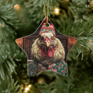 Farm Chicken Animal, Kawaii Cute Djurälskare Gift Julgransprydnad Keramik