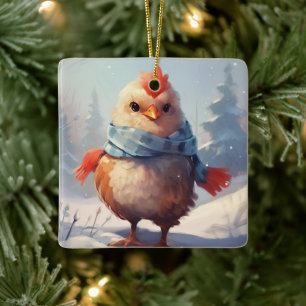 Farm Chicken Animal, Kawaii Cute Djurälskare Gift Julgransprydnad Keramik