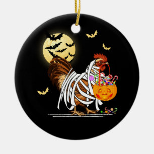 Farm Chicken Mummy Pumpkin Jack o lantern Hallowee Julgransprydnad Keramik