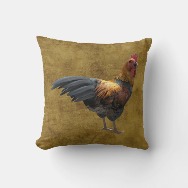 Farm Chicken Tupp Rustic Land Barnyard Stil Kudde (Framsida)