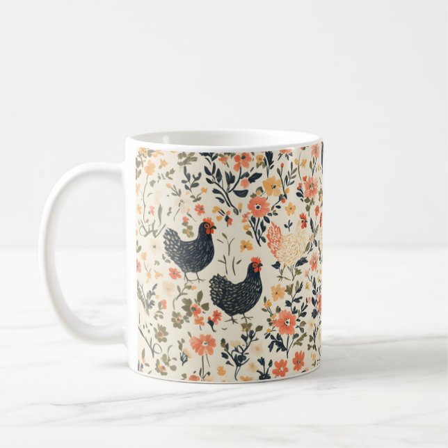 Farm Chickens, Hens \ Flowers Cottage Kaffemugg (Vänster)