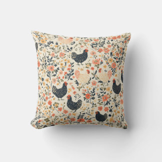 Farm Chickens, Hens \ Flowers Cottage Kudde