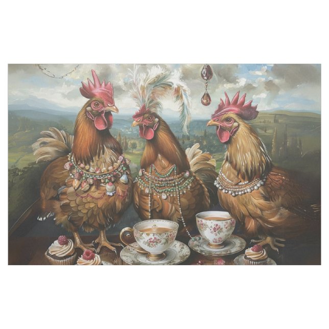 Farm Chicks Tea Party Fabric Tyg (Yard)